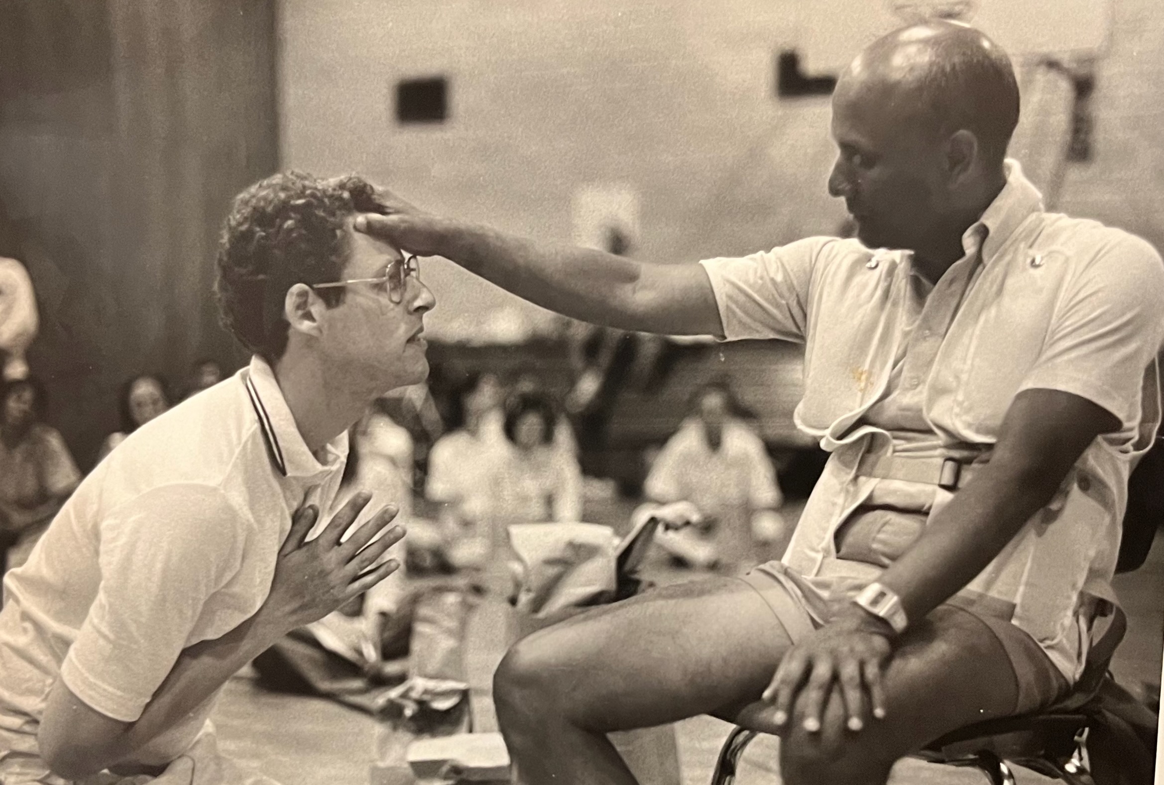 Shambhu receiving his spiritual name from Sri Chinmoy