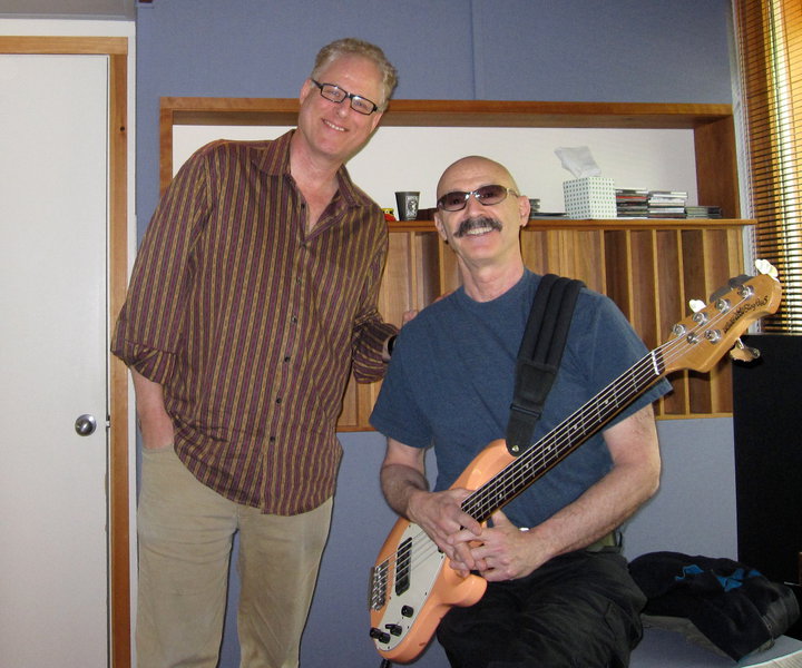 Shambhu and Tony Levin recording Sacred Love at Imaginary Road Studios